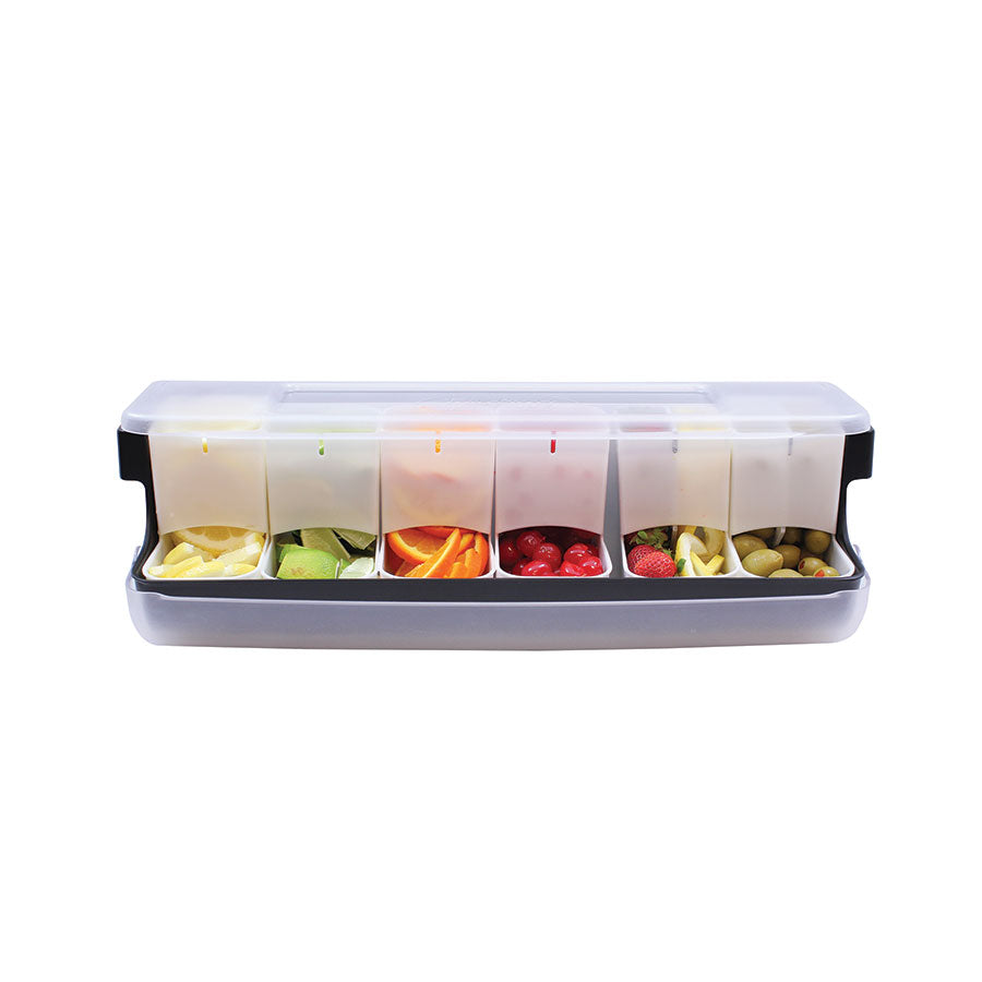 Tablecraft First In, First Out Garnish Station™ 6 Compartment Condiment Holder