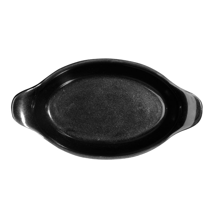 Churchill Cookware Vitrified Porcelain Metallic Black Round Eared Dish 21.5x17.5cm 59cl Pack of 6