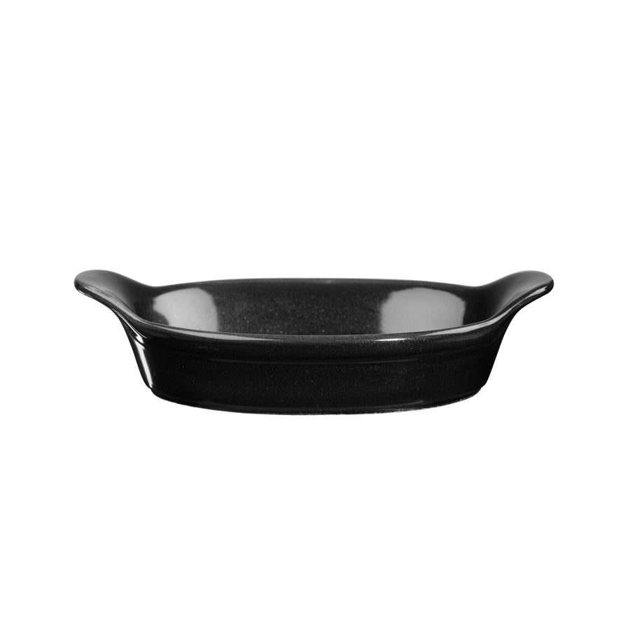 Churchill Cookware Vitrified Porcelain Metallic Black Round Eared Dish 18x15cm 30cl 10.6oz Pack of 6