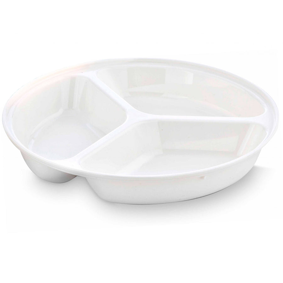 Harfield White Polycarbonate Round 3 Compartment Deep Plate 25.5cm