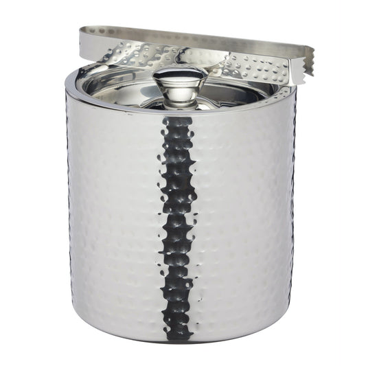 BarCraft Small Round Hammered Ice Bucket with Lid 16x15.5cm 1.5 Litre