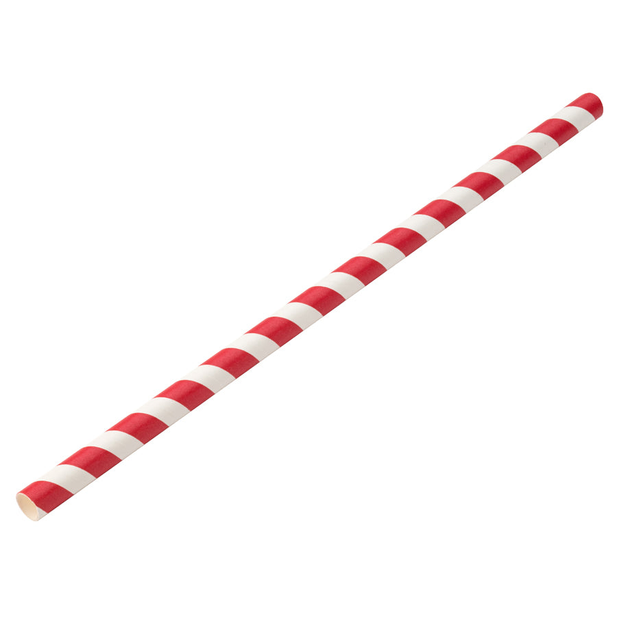 Utopia Paper Jumbo Red Stripe Straw 9" 23cm 8mm Bore Pack of 250