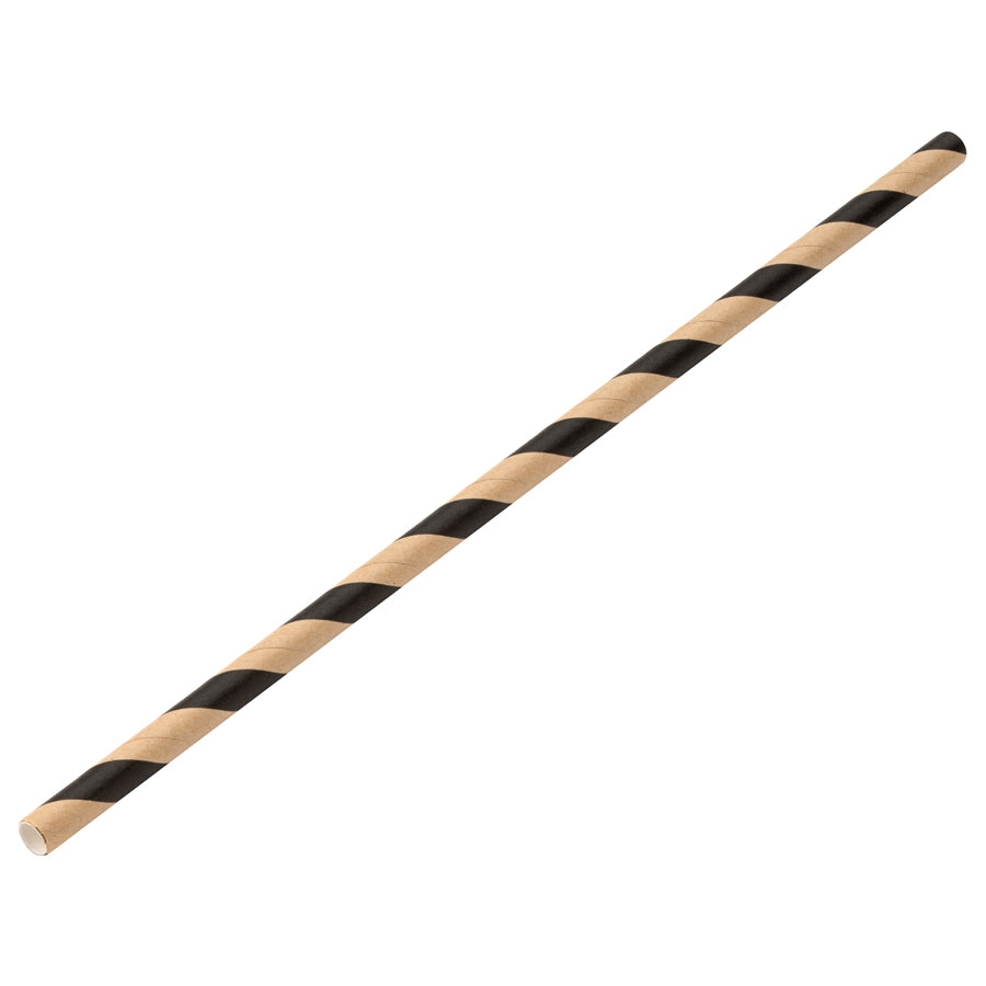 Utopia Paper Brown/Black Stripe Straw 8" 20cm Box of 250