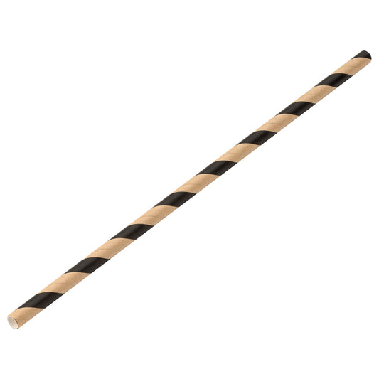 Utopia Paper Brown/Black Stripe Straw 8" 20cm Box of 250