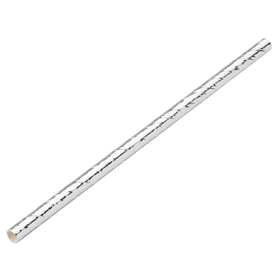 Utopia Paper Silver Cocktail Straw 5.5" 14cm 5mm Bore Pack of 24