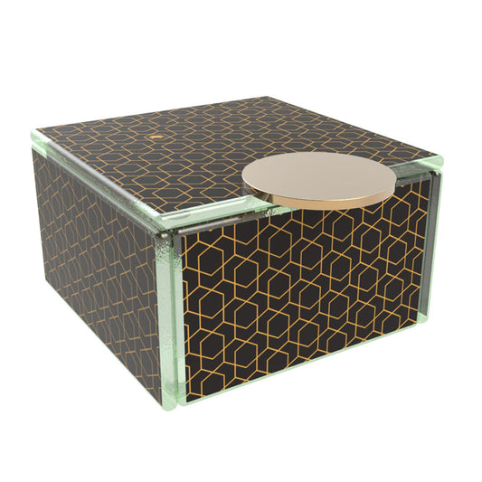 My Glass Studio Bento Dinner Plates Black & Gold Square Box With Lid 11x6.5cm Pack of 4