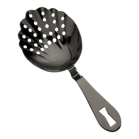 Barfly Scalloped Julep Gun Metal Black Strainer