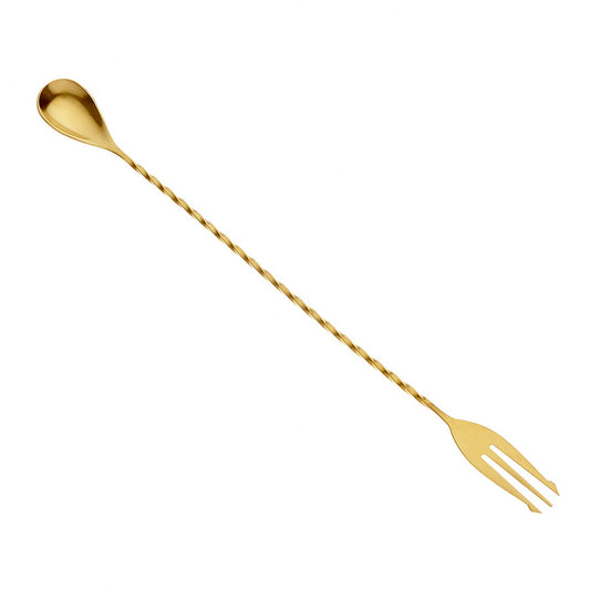 Barfly Gold Plated Bar Spoon With Fork End