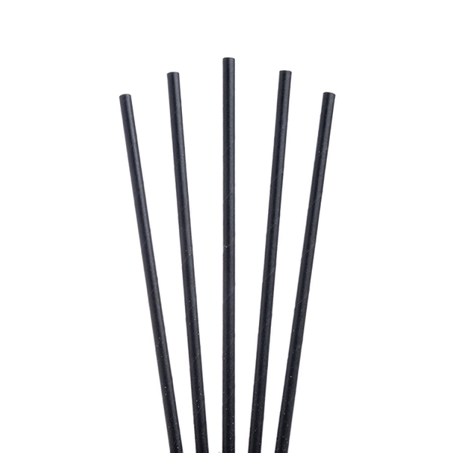 Plasma Paper Straws Black 6mm Core x 140mm Long Pack of 250