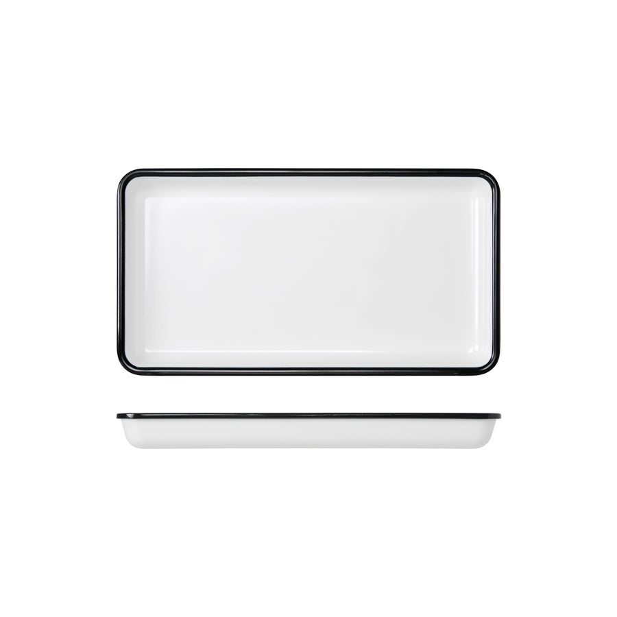 Creative Athens Melamine White With Black Rim Rectangular Tray 1/3 Gastronorm 325x176x30mm