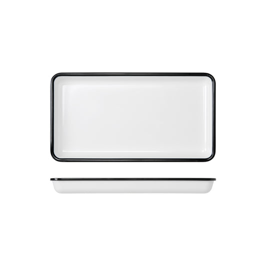 Creative Athens Melamine White With Black Rim Rectangular Tray 1/3 Gastronorm 325x176x30mm