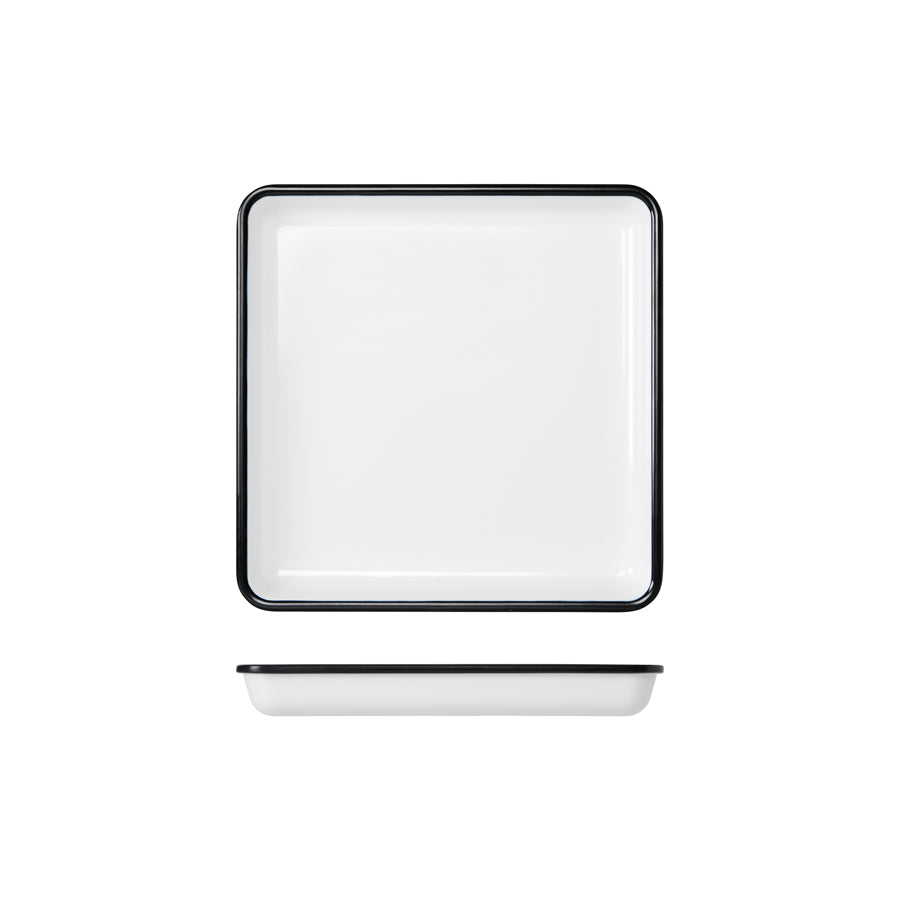 Creative Athens Melamine White With Black Rim Square Tray 250x250x80mm