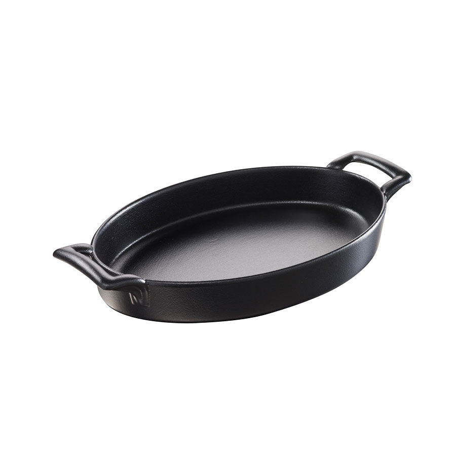 Revol Belle Cuisine Ceramic Black Oval Dish 28x19x4.5cm 1 Litre Pack of 2