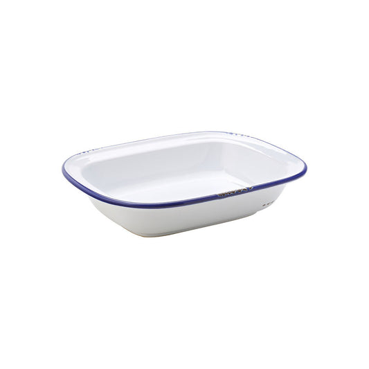 Utopia Avebury Blue Stoneware White Rectangular Pie Dish 24cm 9.5 Inch Pack of 6