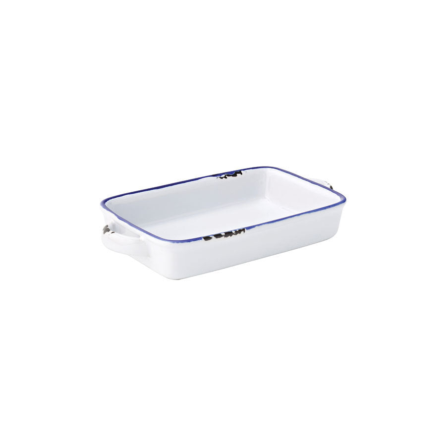 Utopia Avebury Blue Stoneware White Rectangular Dish 17.5cm Pack of 12