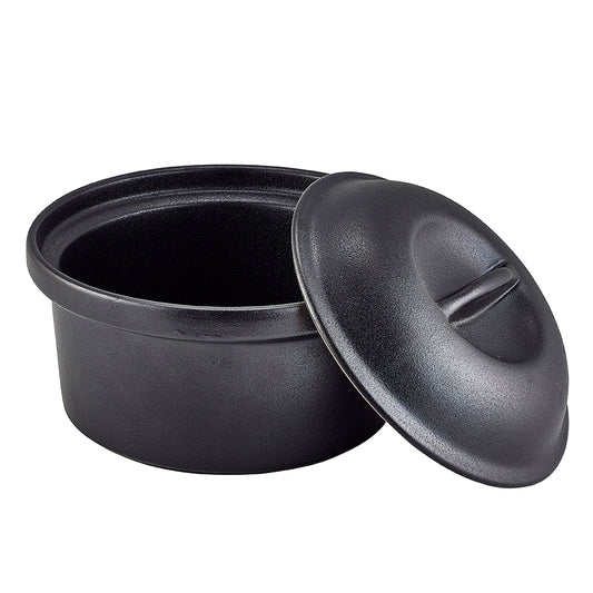 Genware Forge Stoneware Black Round Casserole Dish 20x10cm 1.5 Litre 53oz Pack of 4