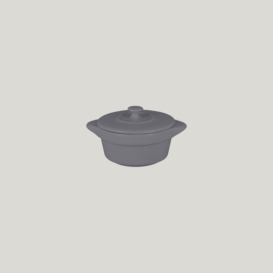 Rak Chef's Fusion Vitrified Porcelain Grey Mini Cocotte & Lid 8.5x6cm 11.2cl Pack of 12