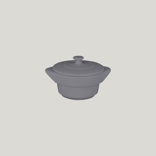 Rak Chef's Fusion Vitrified Porcelain Grey Round Cocotte & Lid 10cm 21.6cl Pack of 12