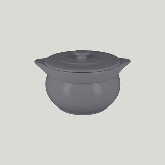 Rak Chef's Fusion Vitrified Porcelain Grey Round Soup Tureen & Lid 15x14cm 1.15 Litre Pack of 2