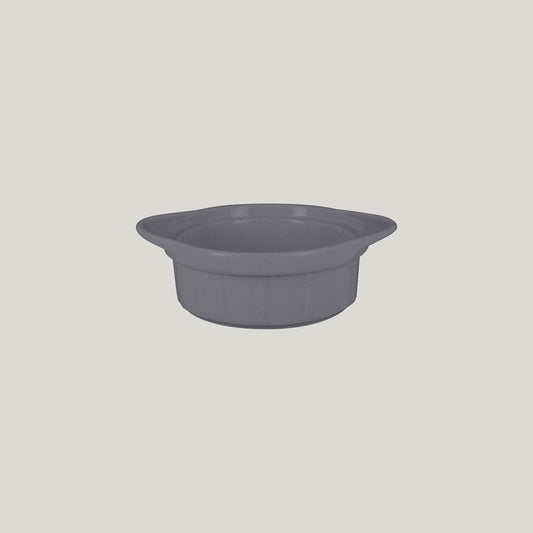 Rak Chef's Fusion Vitrified Porcelain Grey Round Ramekin With Grooves 11x4.5cm 30cl Pack of 12