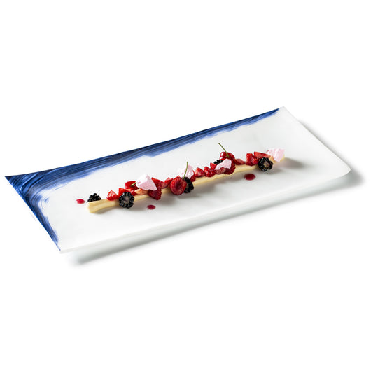 Pordamsa Oia Glass Matte White Rectangular Tray 41x18cm Pack of 2