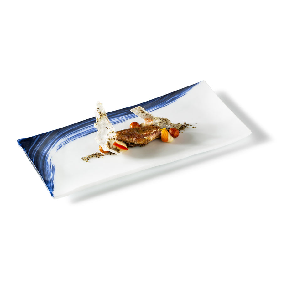 Pordamsa Oia Glass Matte White Rectangular Tray 30x15cm Pack of 6