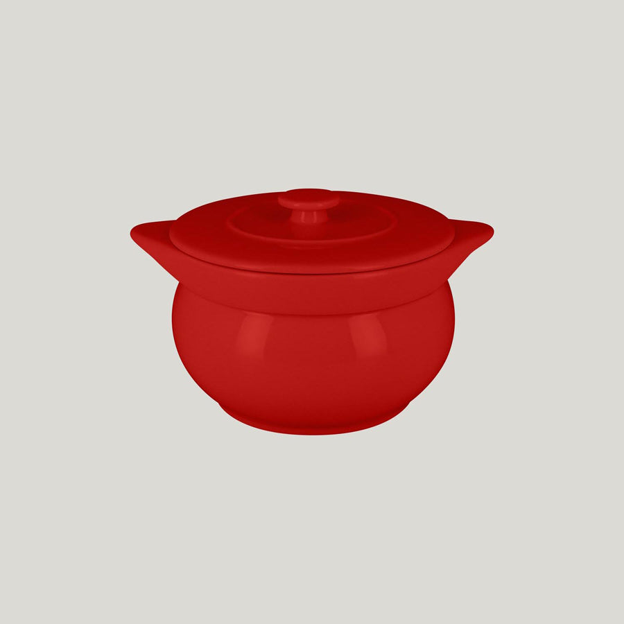 Rak Chef's Fusion Vitrified Porcelain Red Round Soup Tureen & Lid 15x14cm 1.15 Litre Pack of 2