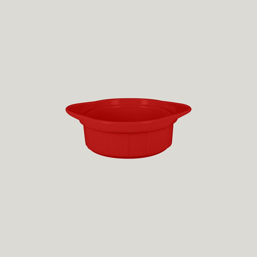 Rak Chef's Fusion Vitrified Porcelain Red Round Ramekin With Grooves 11x4.5cm 30cl Pack of 12