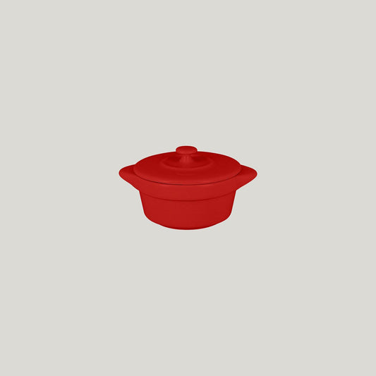 Rak Chef's Fusion Vitrified Porcelain Red Mini Cocotte & Lid 8.5x6cm 11.2cl Pack of 12