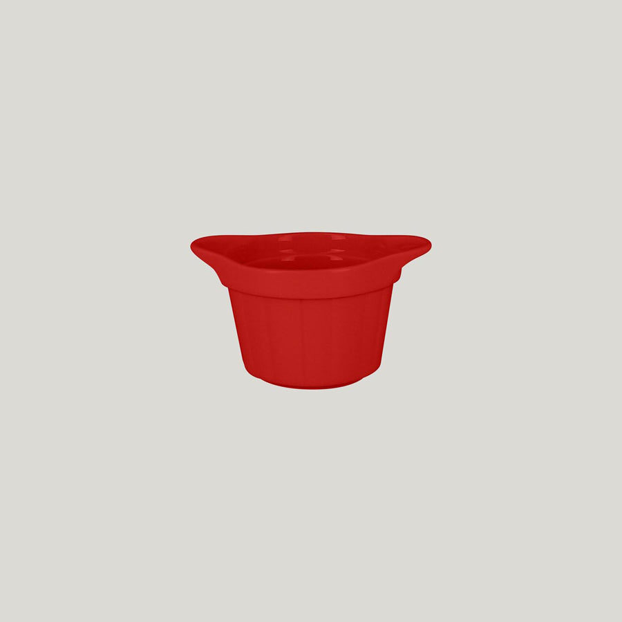 Rak Chef's Fusion Vitrified Porcelain Red Round Ramekin With Grooves 9x6.5cm 20.5cl Pack of 12