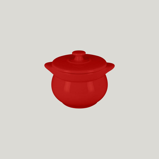 Rak Chef's Fusion Vitrified Porcelain Red Round Soup Tureen & Lid 10.6x10.5 45cl Pack of 2