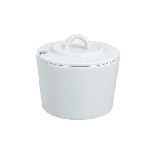 Rak Access Vitrified Porcelain White Round Sugar Bowl & Lid 23cl Pack of 12