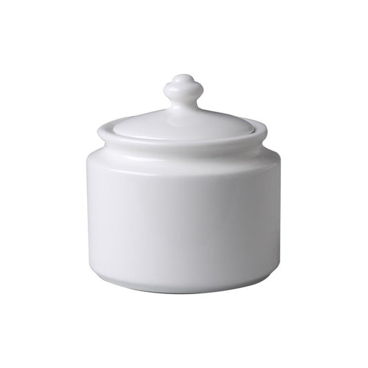 Rak Banquet Vitrified Porcelain White Round Sugar Bowl & Lid 27cl Pack of 6