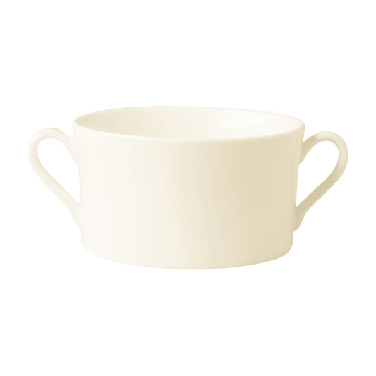 Rak Ivoris Finedine Vitrified Porcelain White Round Handled Cream Soup Bowl 35cl Pack of 6