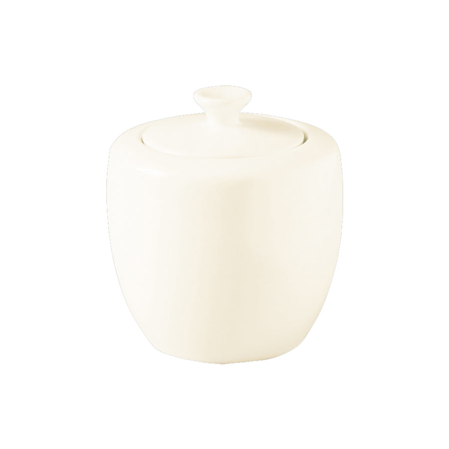 Rak Classic Gourmet Vitrified Porcelain White Covered Sugar Bowl 27cl Pack of 6