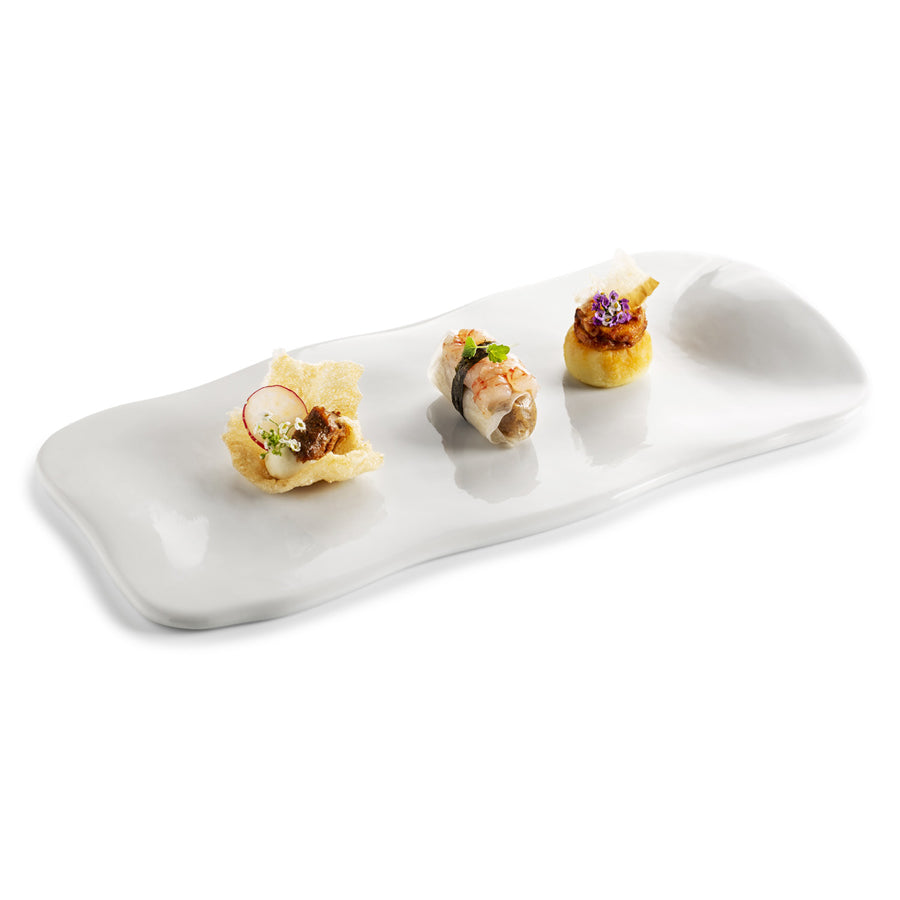 Pordamsa Nuages Porcelain Gloss White Rectangular Tray 31x12cm Pack of 6