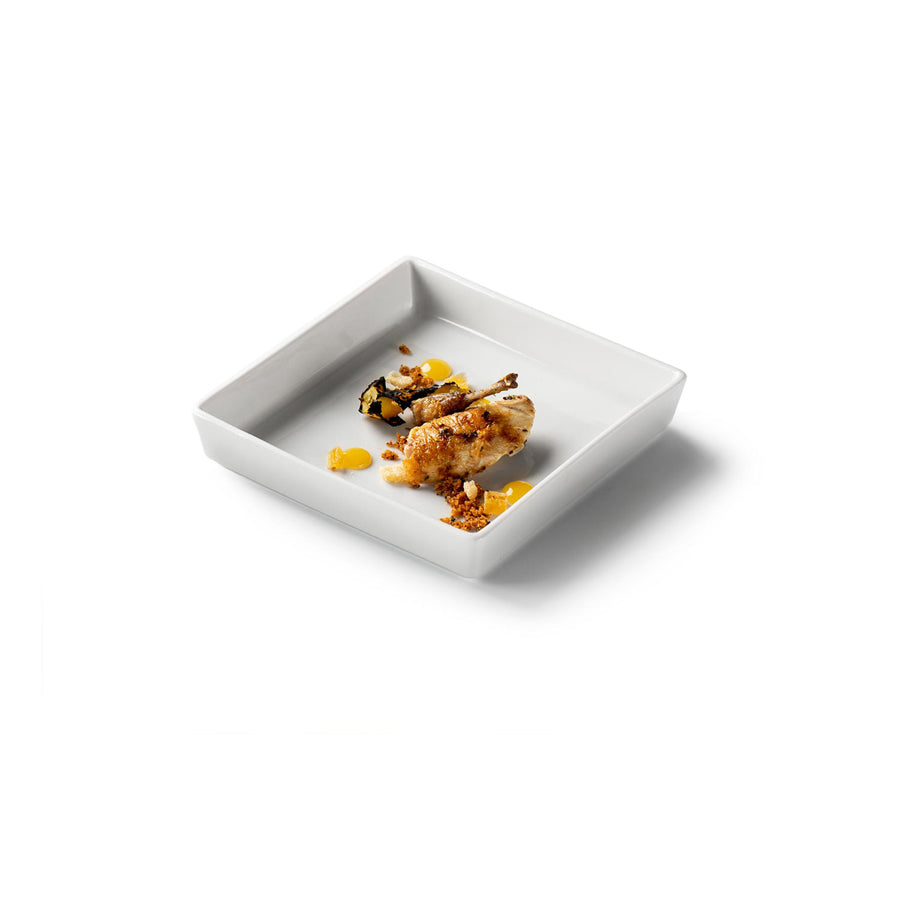 Pordamsa Kyoto Porcelain Glass White Square Mini Tray 15x2cm Pack of 3