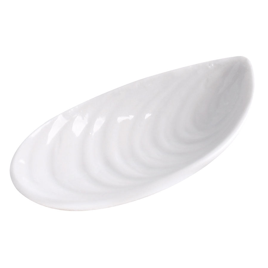 Pordamsa Mediterranean Textures Porcelain Gloss White Mussel Tasting Spoon 7.5cm 5ml Pack of 6