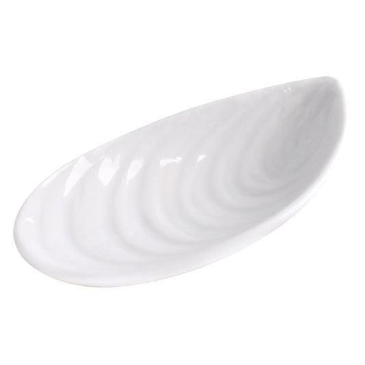 Pordamsa Mediterranean Textures Porcelain Gloss White Mussel Tasting Spoon 7.5cm 5ml Pack of 6