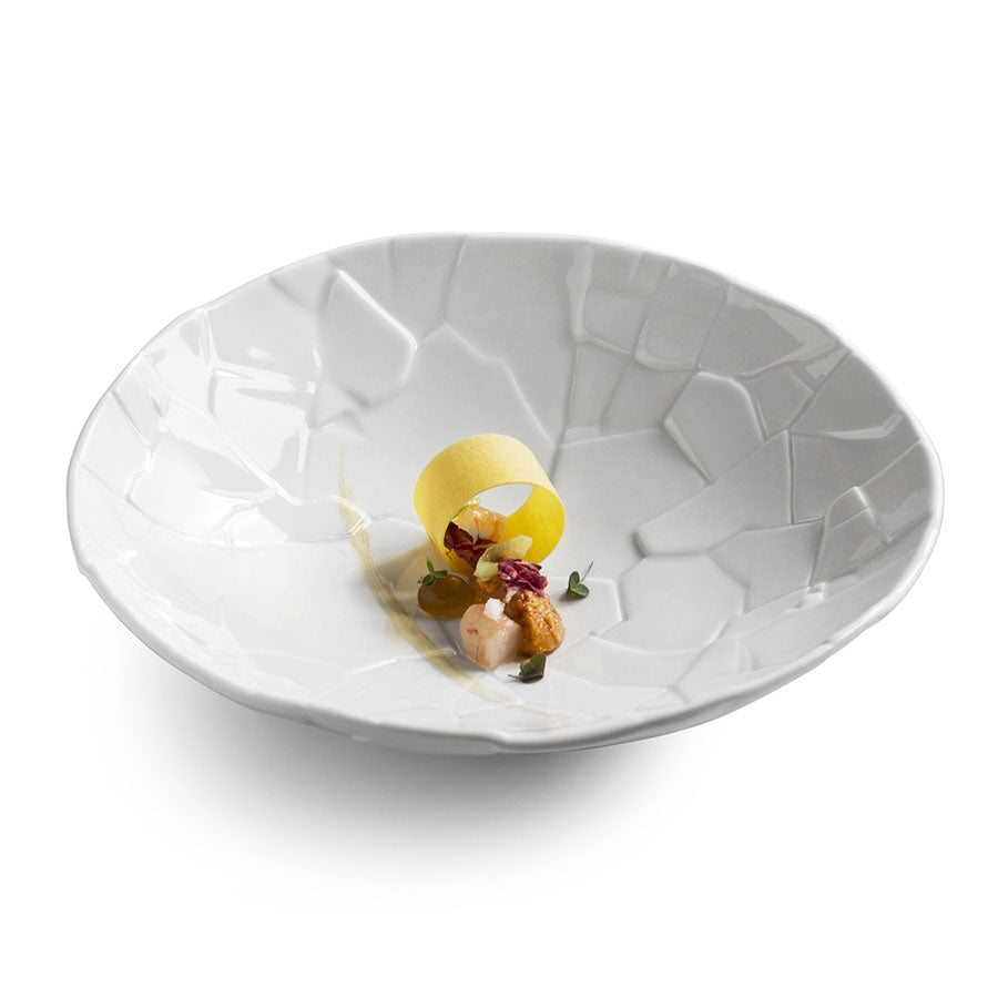 Pordamsa Trencadis Porcelain Gloss/Matte White Round Salad Bowl 25cm 800ml Pack of 3