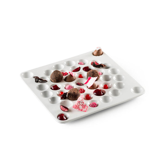 Pordamsa Apiari Porcelain Square Gloss White Tasting Tray 22cm Pack of 6