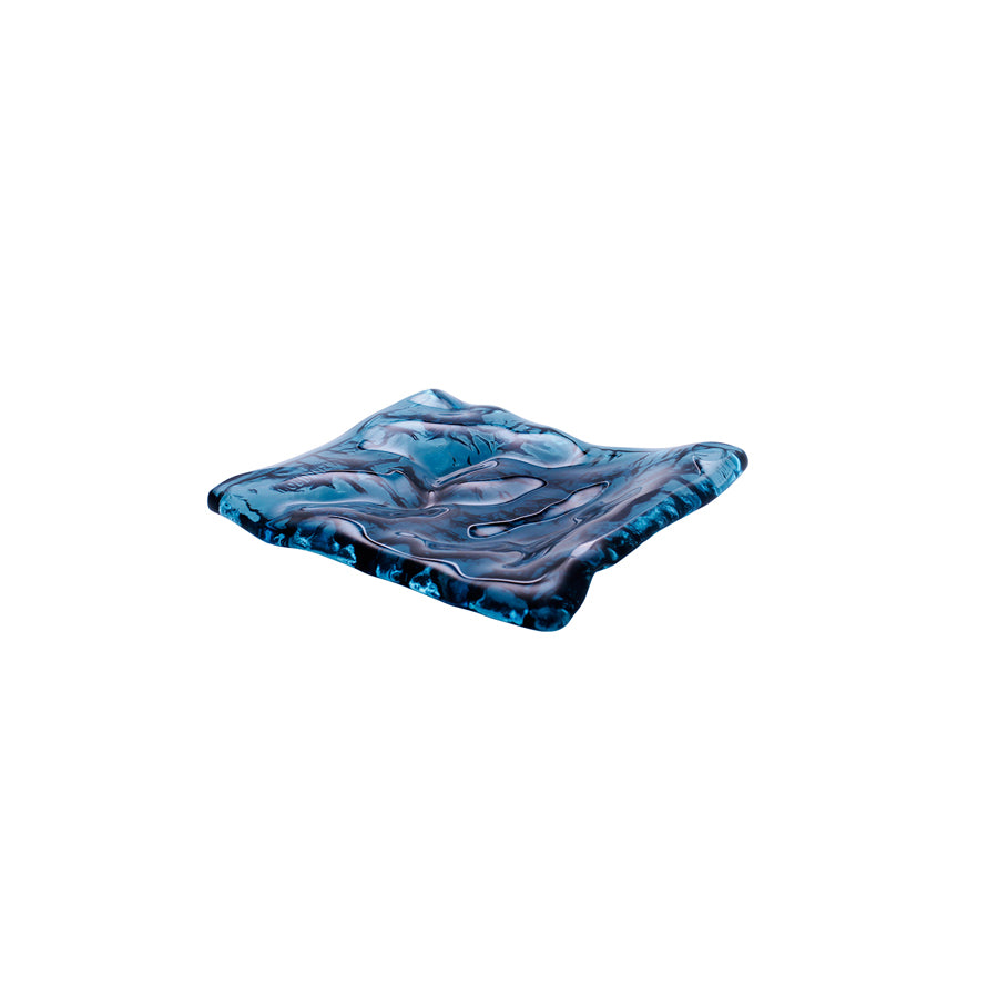 Pordamsa Mar Glass Blue Rectangular Tray 15x14cm Pack of 6