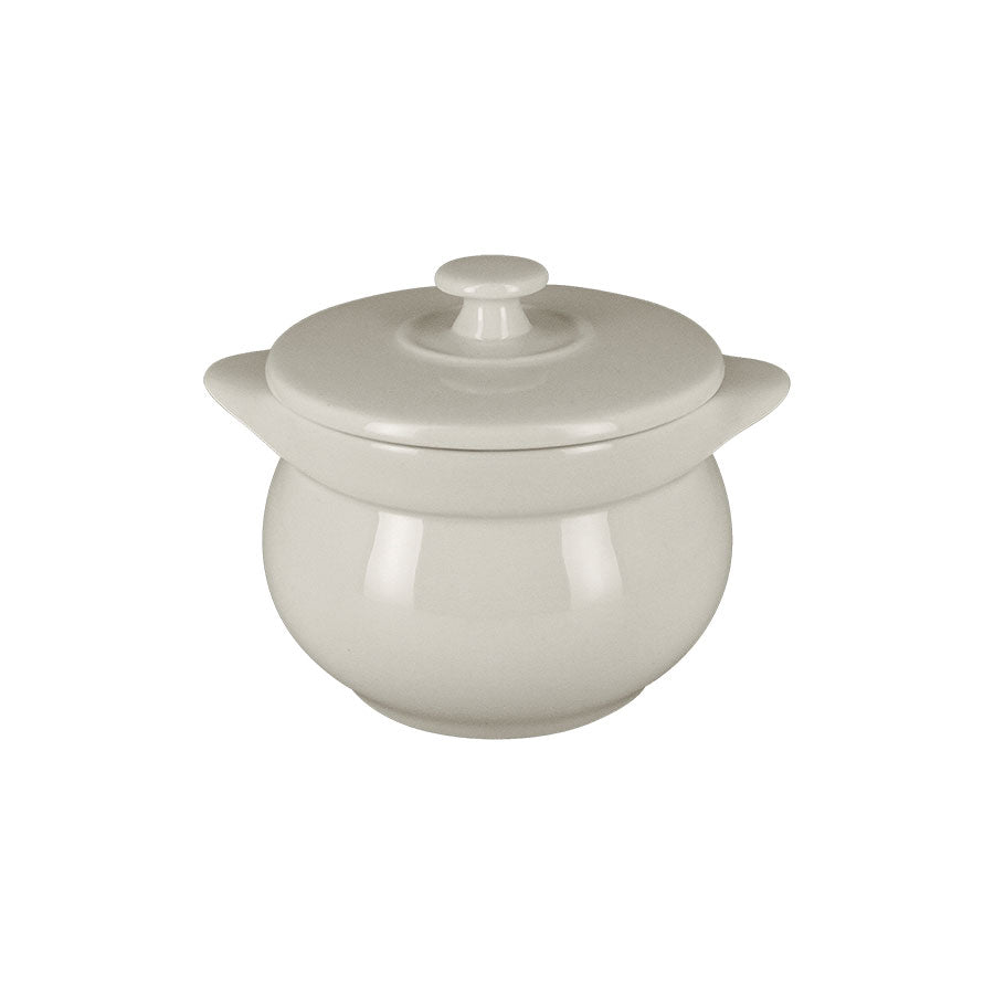 Rak Chef's Fusion Vitrified Porcelain White Round Soup Tureen & Lid 10.6x10.5 45cl Pack of 2