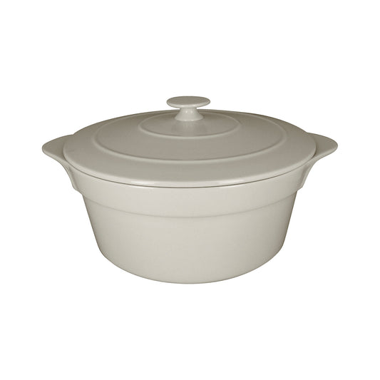 Rak Chef's Fusion Vitrified Porcelain White Round Cocotte & Lid 28x17cm 4.6 Litre