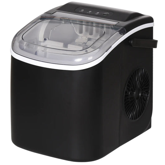 HOMCOM Portable Ice Cube Maker with Ice Scoop and Basket, Black