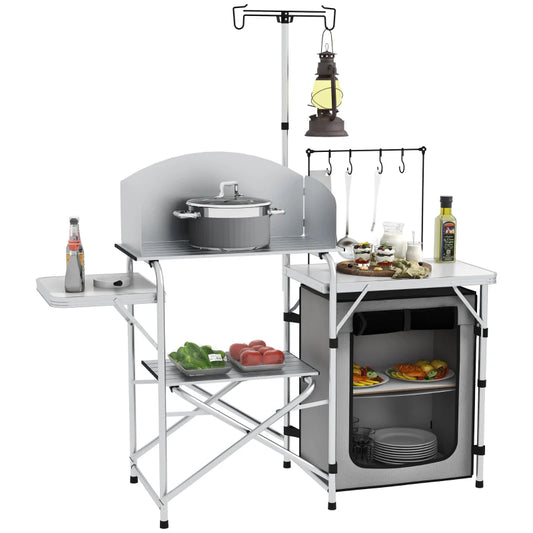 Outsunny Multi-Feature Folding Camping Kitchen, with Wind Shield