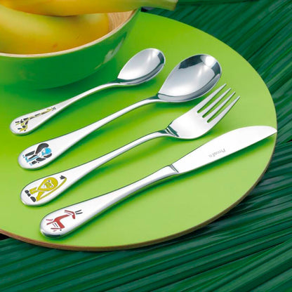 Amefa 18/10 Stainless Steel 4 Piece Kids Cutlery Set Safari Pack of 4